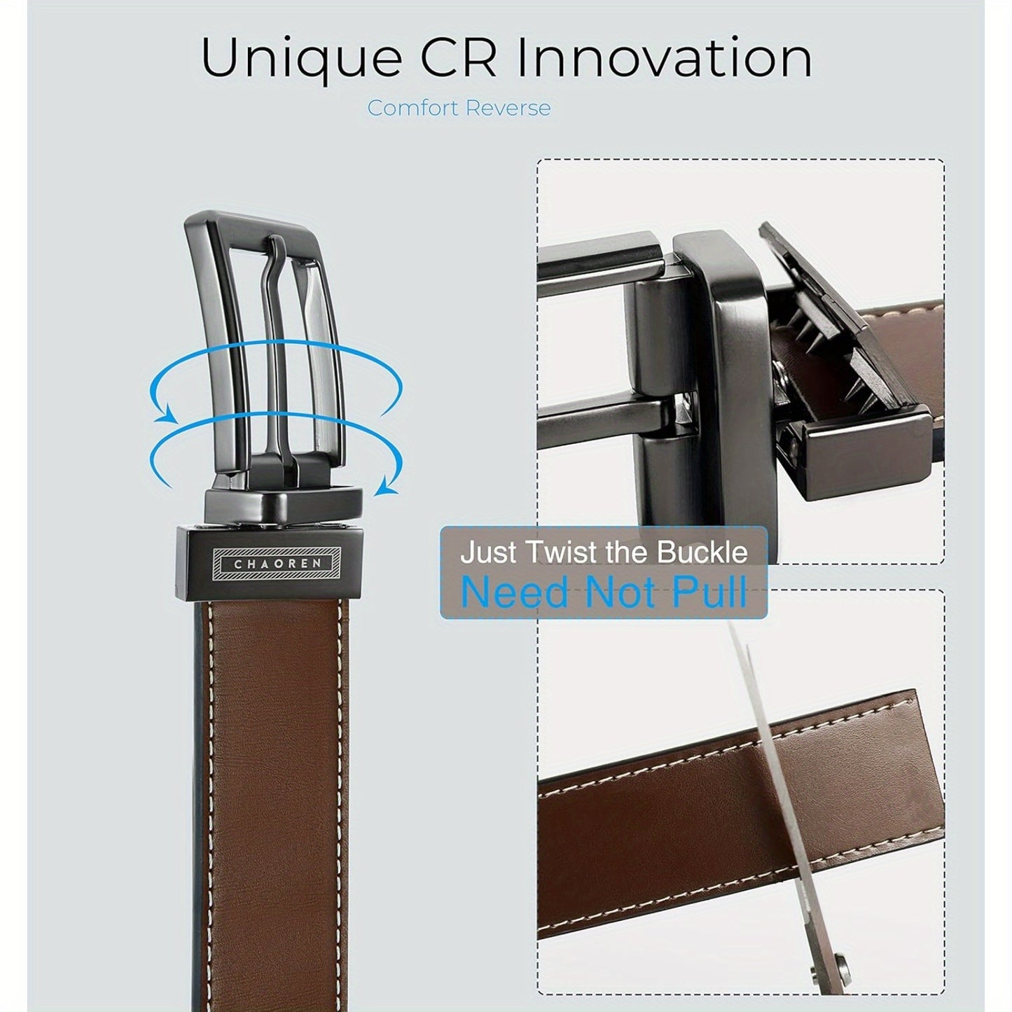 1.4" Genuine Leather Reversible Belt for Men