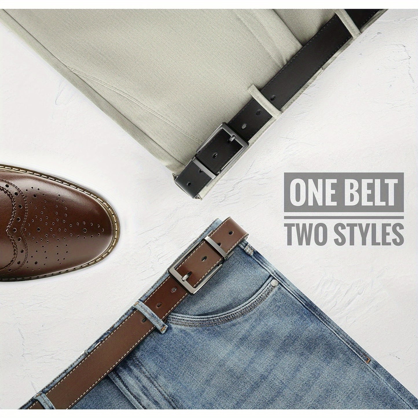 1.4" Genuine Leather Reversible Belt for Men