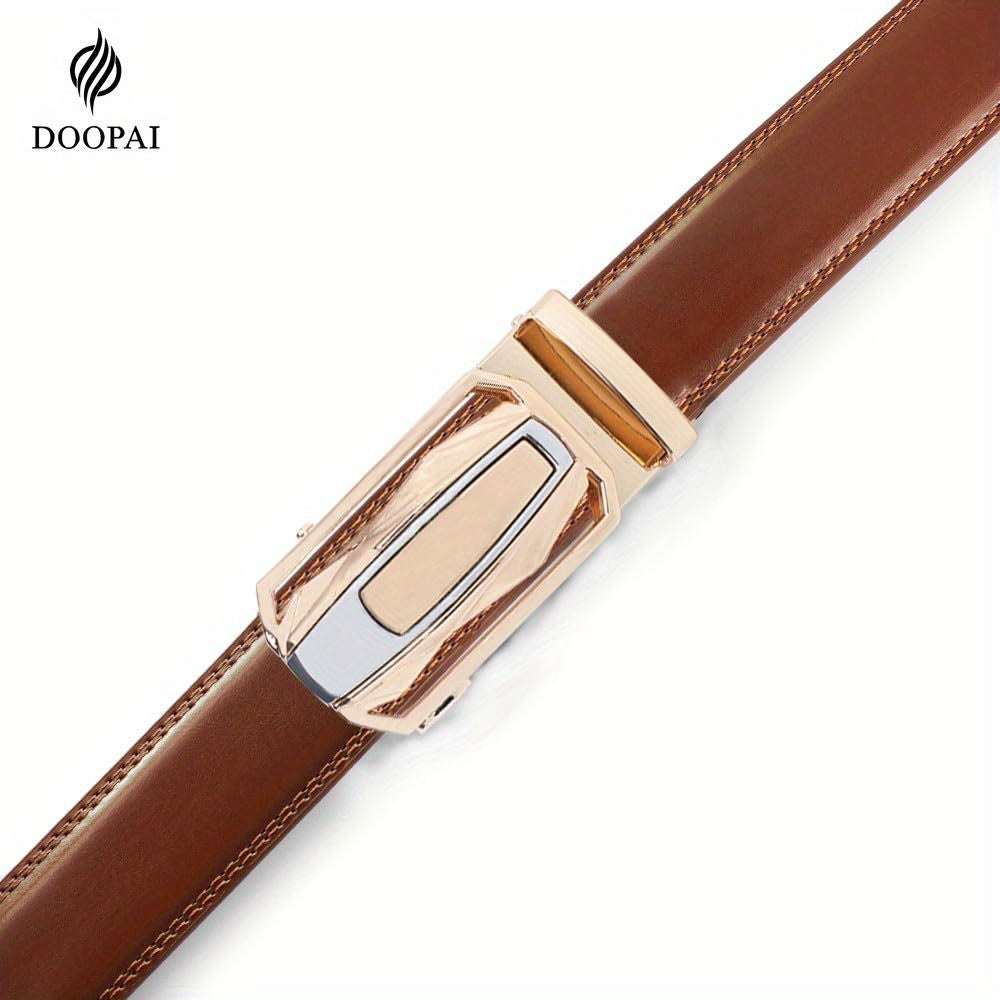 2 Pieces Men's Ratchet Leather Belt Set