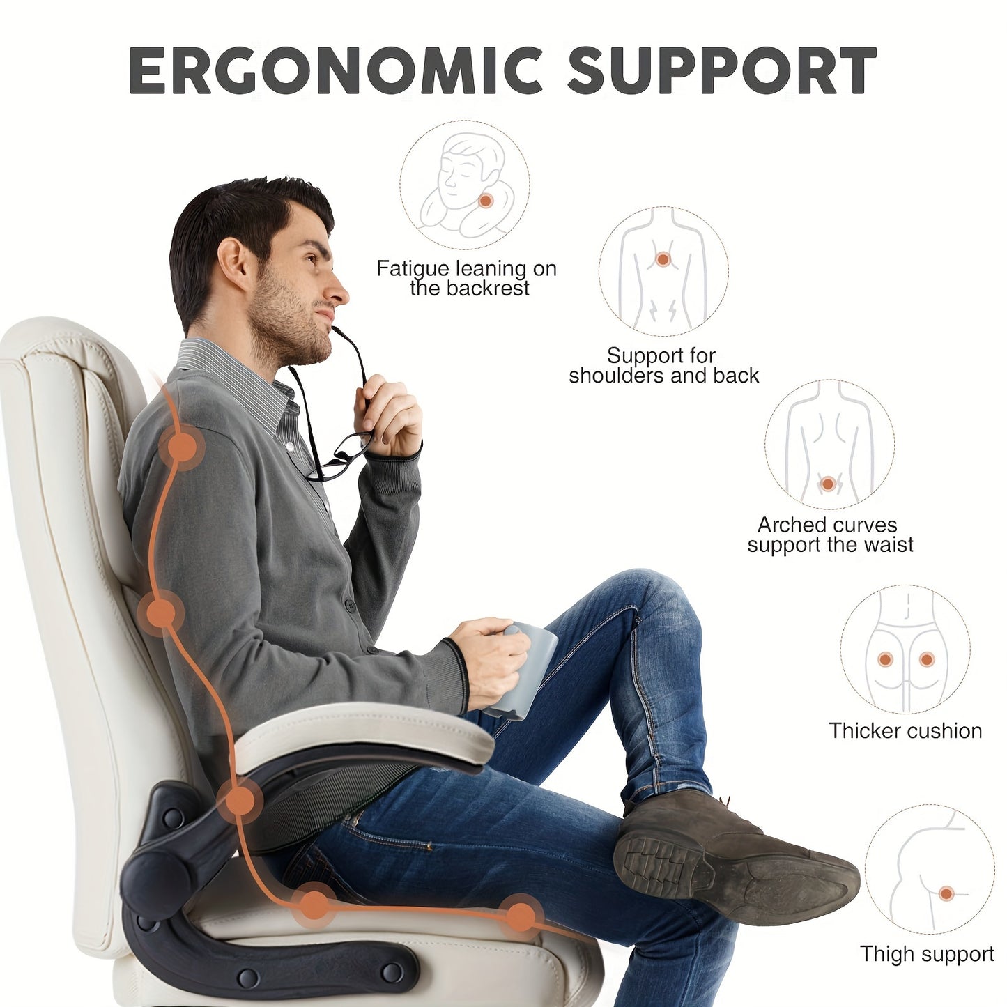 High-Back  Leather Gaming Chair - Ergonomic Design