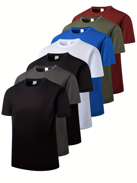 7pcs Men's Crew Neck T-Shirts : Comfortable, Breathable