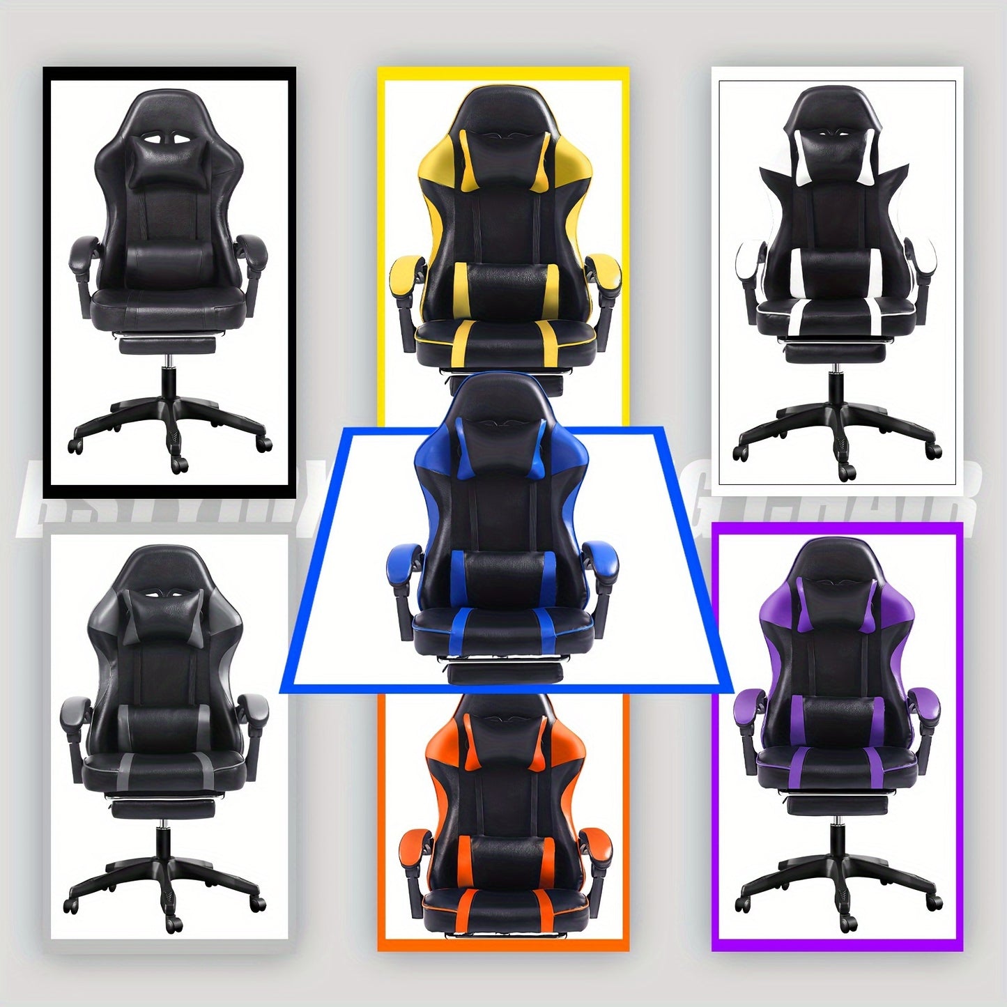 1 Piece Ergonomic Gaming Chair With Footrest