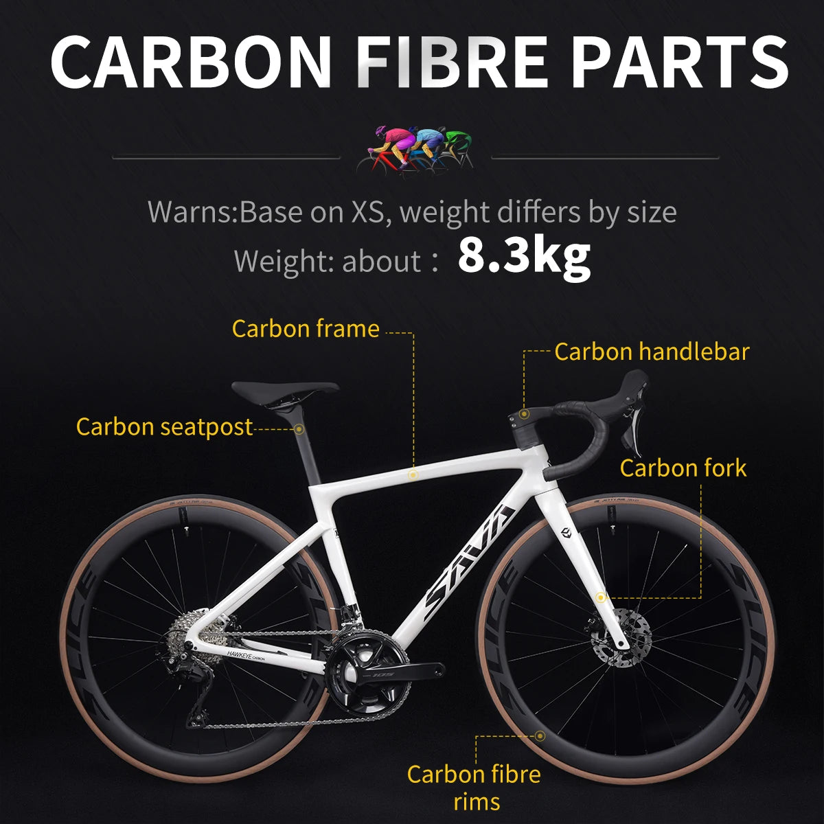 Road Bike, Carbon Racing Bike, Complete Carbon