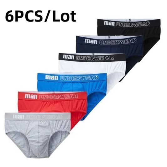 6PCS Men's Cotton Briefs Comfortable Male Briefs