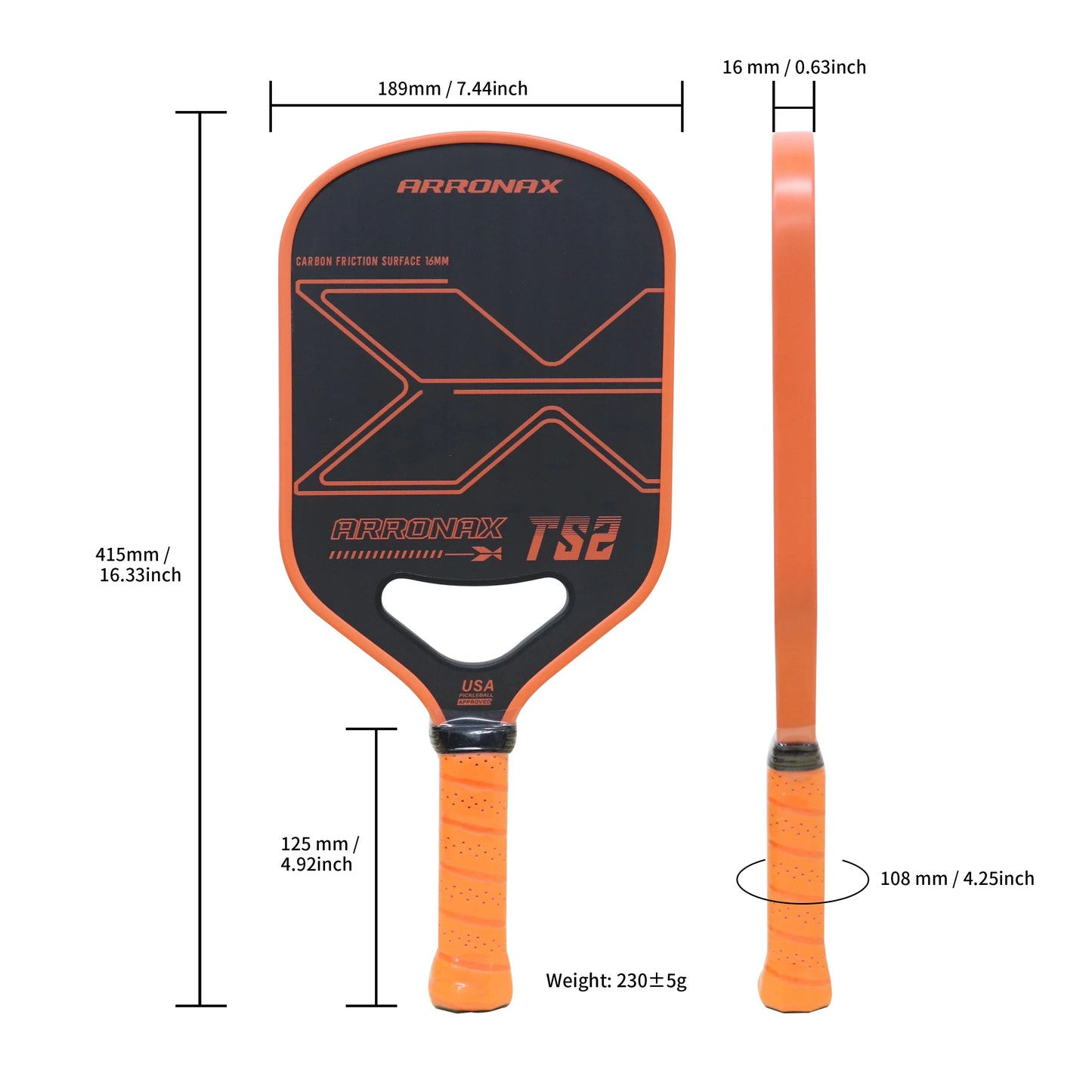 Thermoformed Carbon Fiber Pickleball Paddle, Men's, Women's