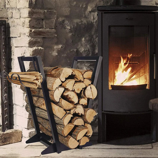 Fireplace Firewood Rack, Heavy Moving Firewood Storage.