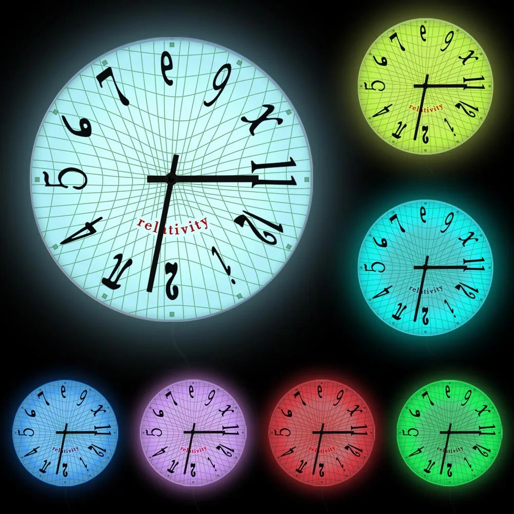 Relativity Theory Math Symbol  Nightlight Wall Clock