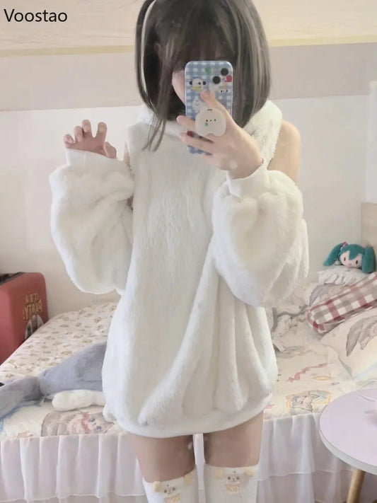 Women's Sweet Cute Sheep Ear Hooded Pullover