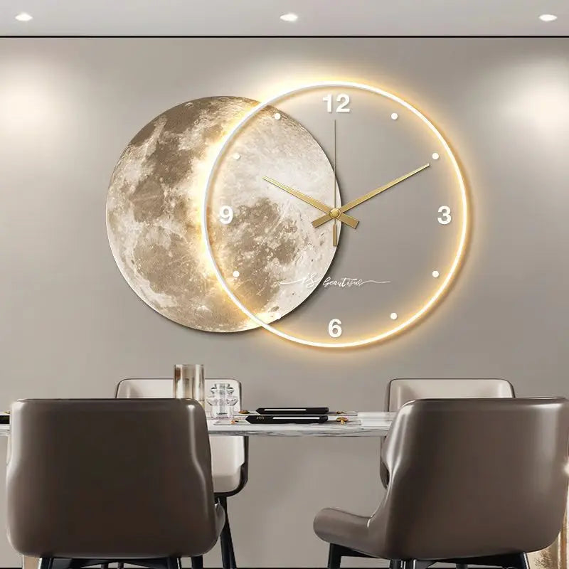 Large Wall Clock, Luxury Moon, Earth Modelling