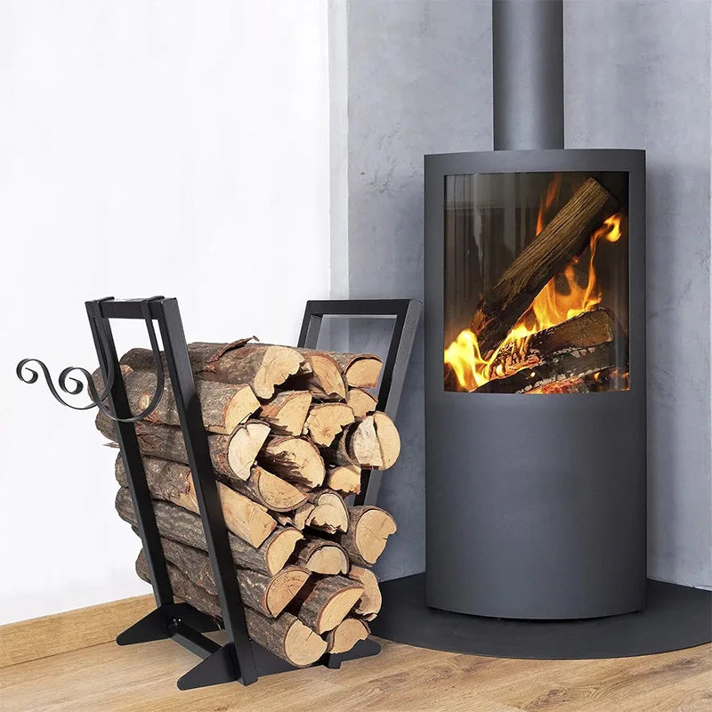 Fireplace Firewood Rack, Heavy Moving Firewood Storage.