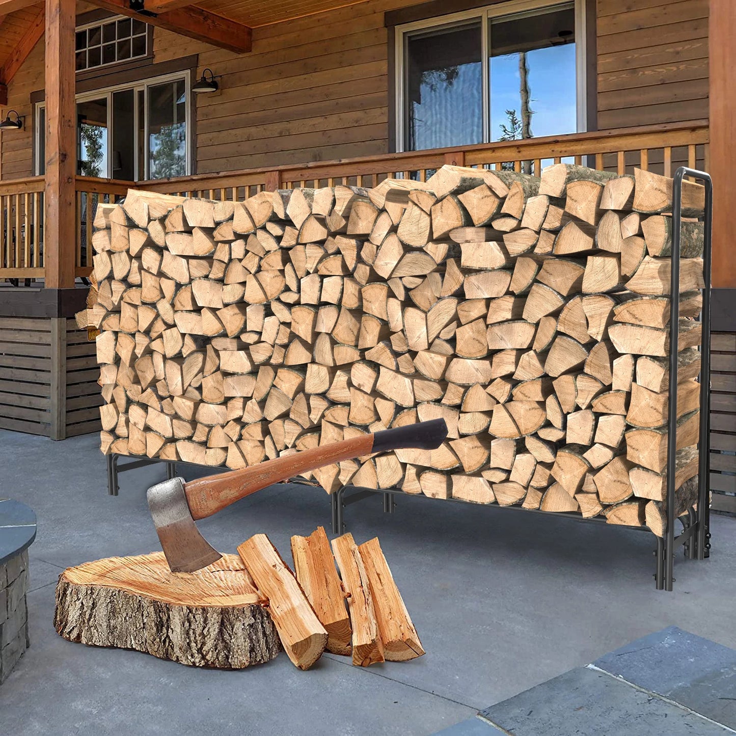 Outdoor Fire Wood Log Rack, Heavy Duty