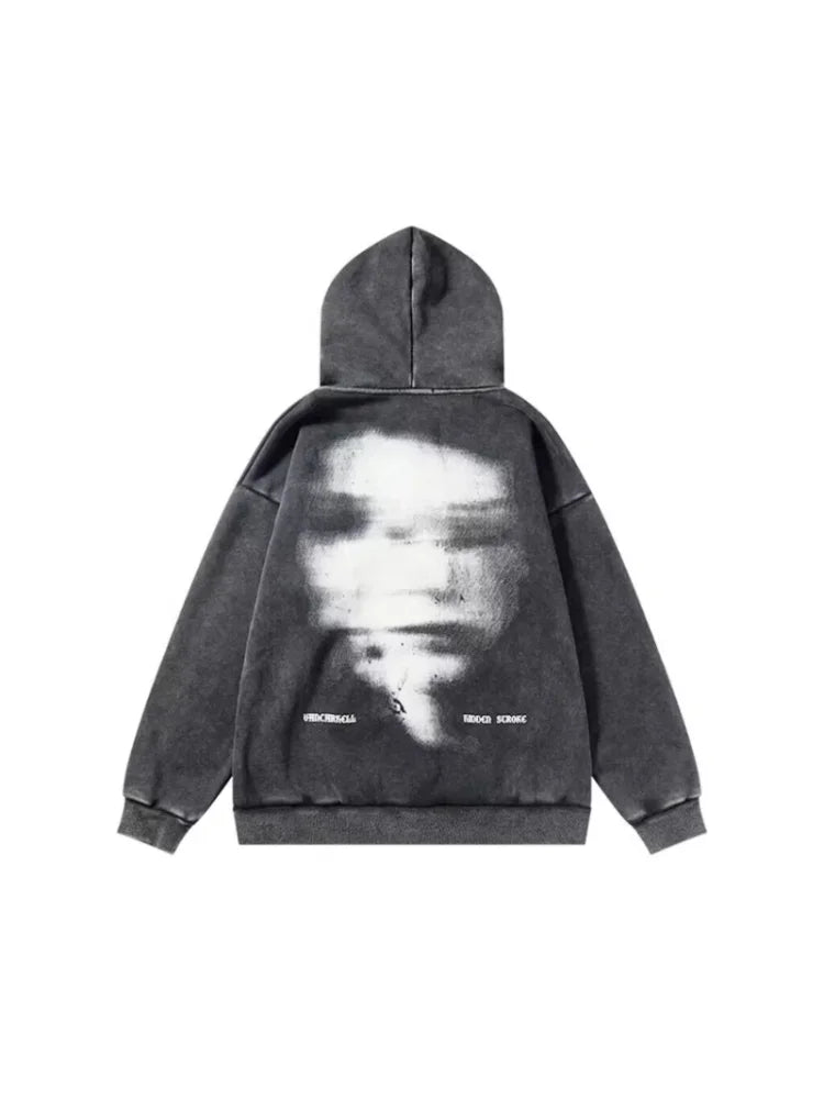 Deeptown Grunge Emo Zip Up Graphic Sweatshirts