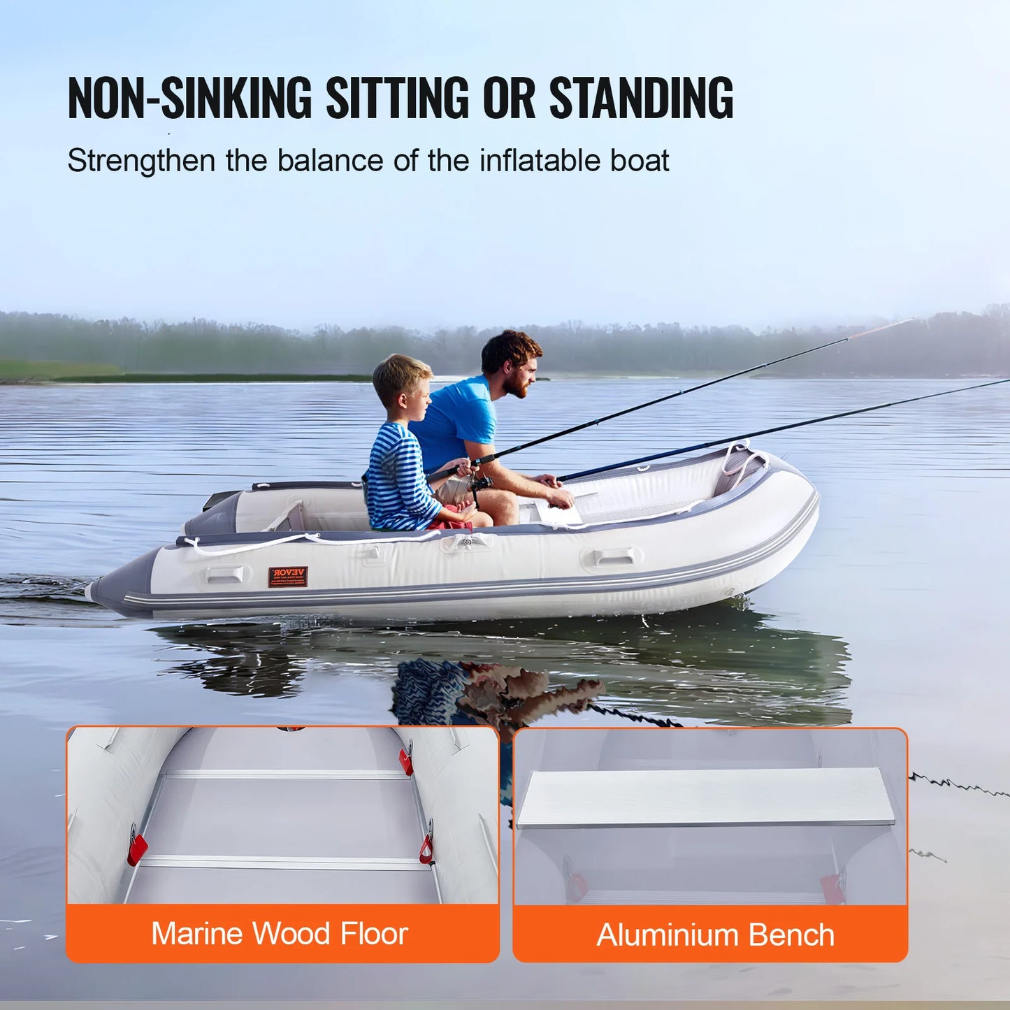 Inflatable Dinghy - Six Person Boat - Wood Floor