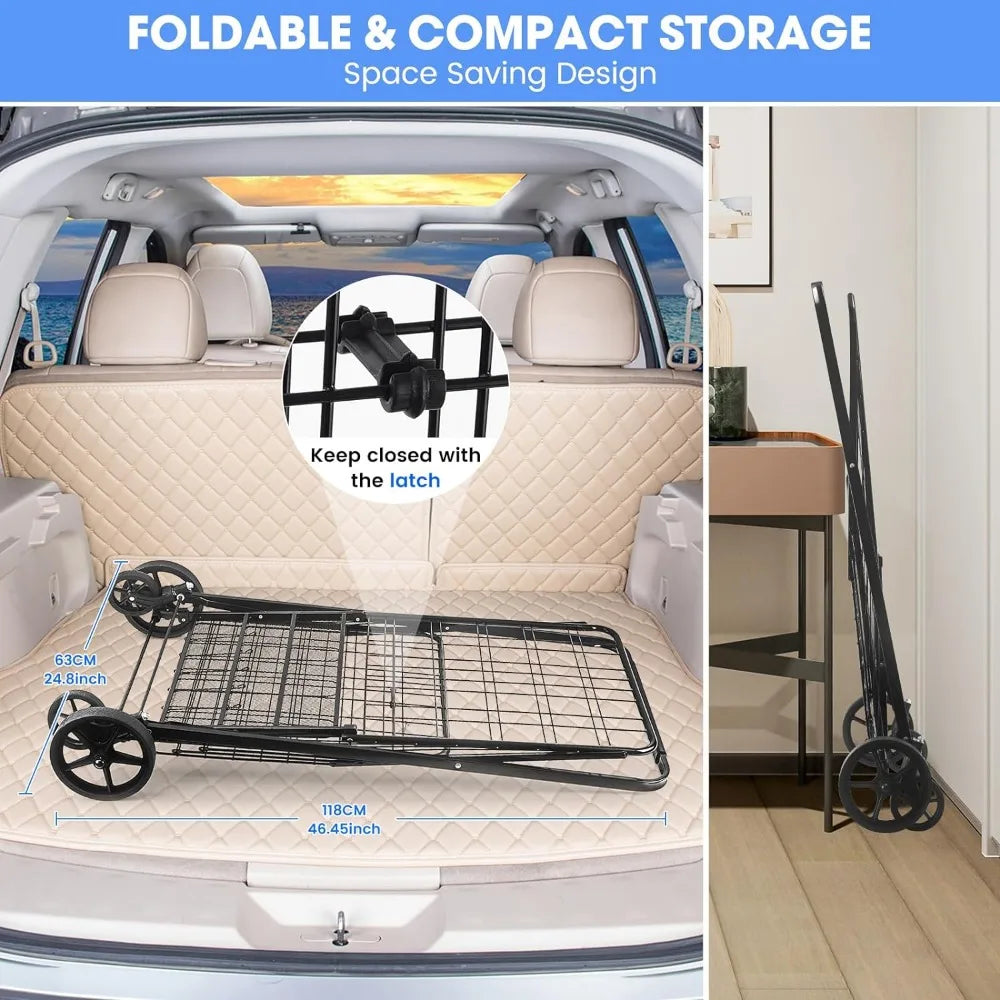 450lbs Capacity Shopping Cart, Heavy Duty, Foldable