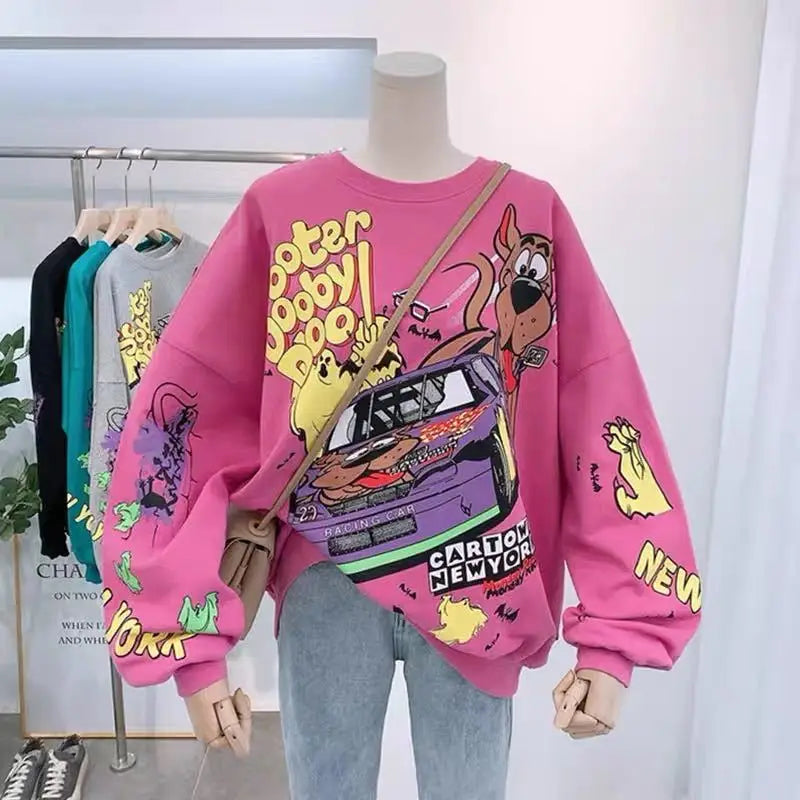 Women's New Retro Street Cartoon Printed Sweater