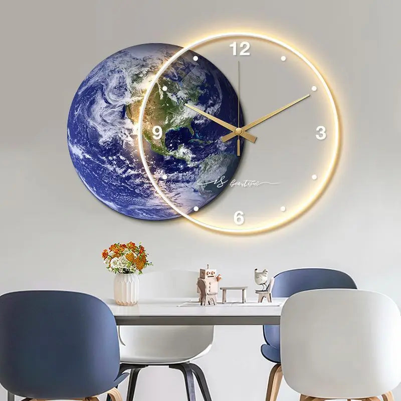 Large Wall Clock, Luxury Moon, Earth Modelling