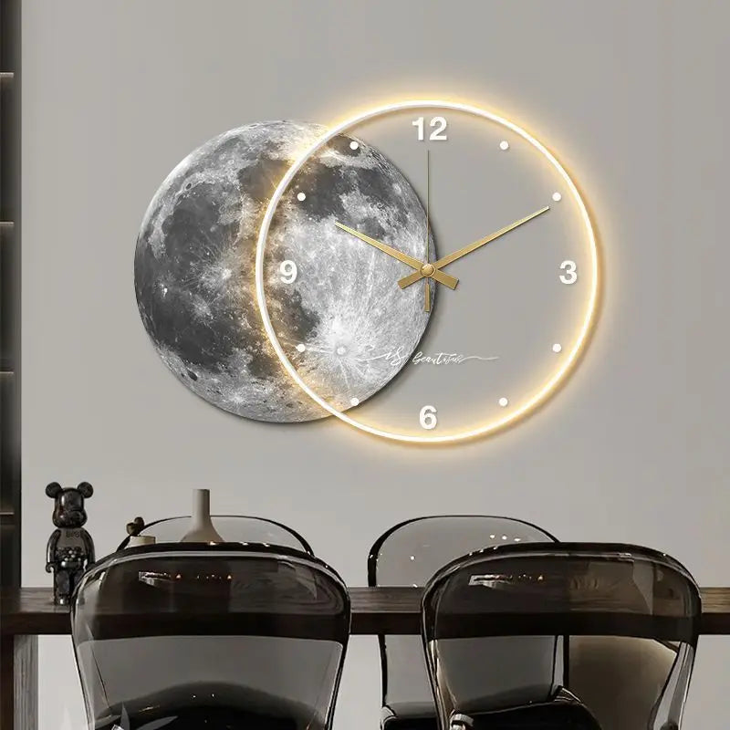 Large Wall Clock, Luxury Moon, Earth Modelling