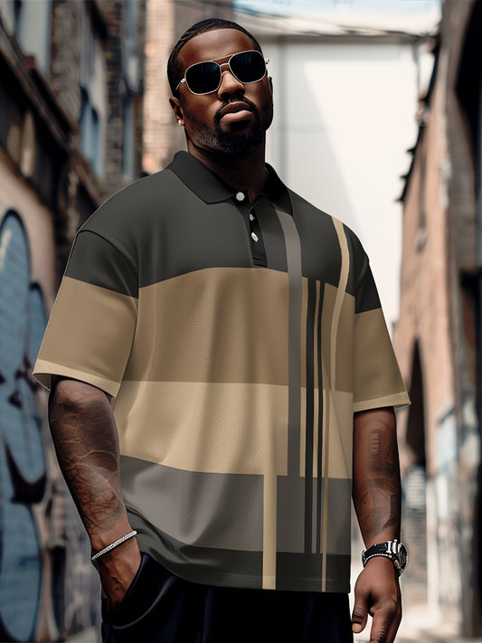 Men's Plus Size Polo Shirt Striped Print