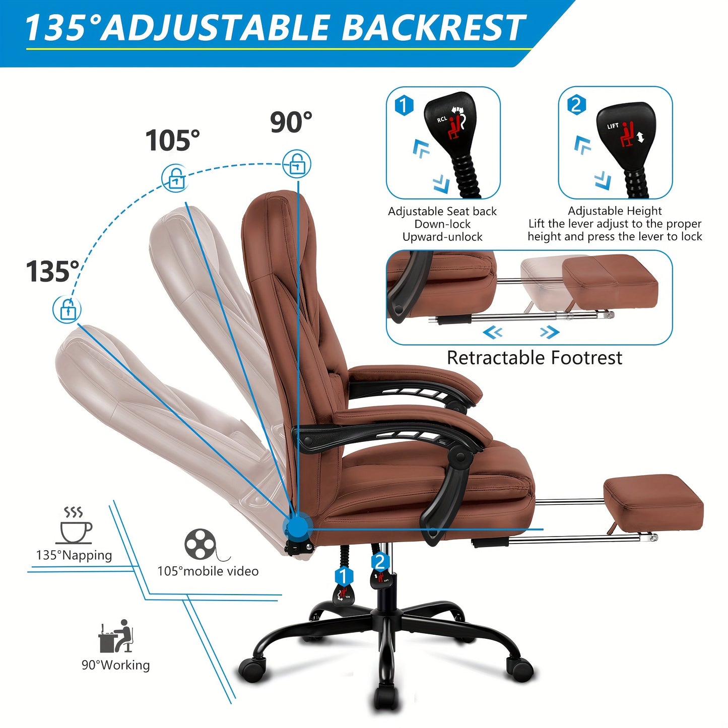 Big / Tall Executive Gaming Chair, Ergonomic, Recliner.